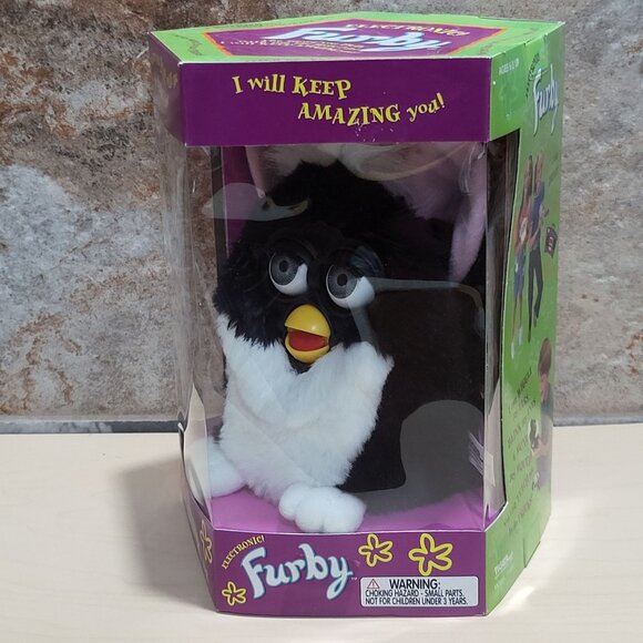 Vintage Black White Furby Tiger Electronic Robotic Toy 1998 - Picture 7 of 11